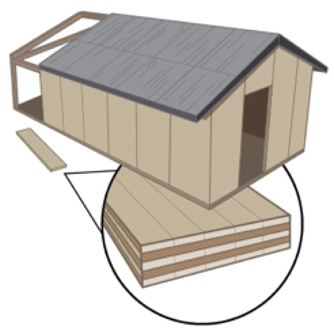 A drawing shows potential new temporary barracks for Army troops built with cross-laminated timber. Researchers Lauren Stewart and Russell Gentry have received funding from the U.S. Forest Service to create designs for the barracks. (Image Courtesy: Lauren Stewart)