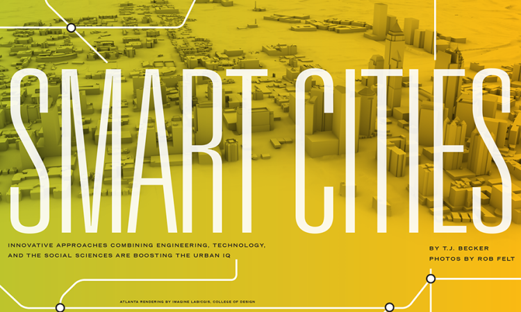 Smart Cities graphic with a rendering of the city of Atlanta.