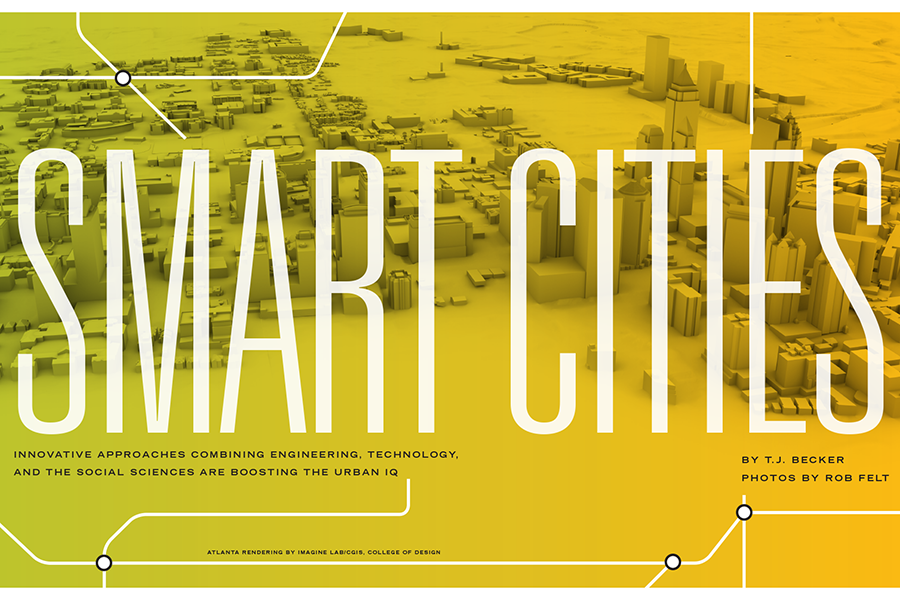 Smart Cities graphic with a rendering of the city of Atlanta.